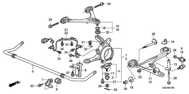2009 Honda S2000 2 Door CR (WITH AC) KA 6MT Front Knuckle Diagram