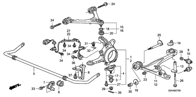 2009 Honda S2000 Bush, Stabilizer Holder Diagram for 51306-S2A-S11