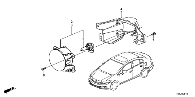 2014 Honda Civic Bracket, R. Foglight Diagram for 33961-TR7-A02