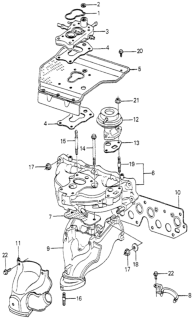 1981 Honda Accord Carburetor Insulator  - Manifold Diagram