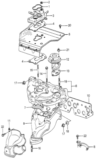 1981 Honda Accord Manifold, Intake Diagram for 17101-PB2-660