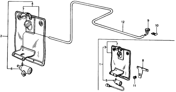 1975 Honda Civic 2 Door ** (1500) KA HMT Windshield Washer Diagram
