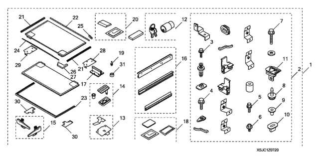 2012 Honda Ridgeline 4 Door RTL (MFG US2) KA 5AT Bed Tonneau Cover System Diagram