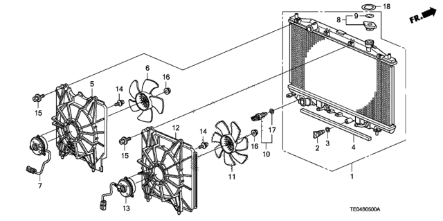 2011 Honda Accord Motor, Cooling Fan Diagram for 38616-RBJ-003