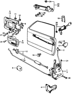 1975 Honda Civic Handle Assembly, Passenger Side (Outer) Diagram for 75611-679-000