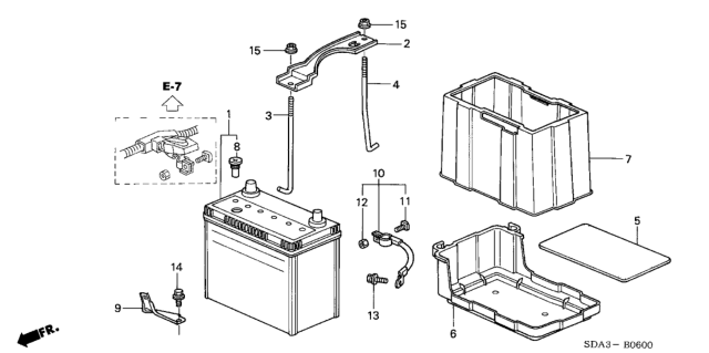 2003 Honda Accord 4 Door LX (SIDE SRS) KL 5AT Battery (L4) Diagram