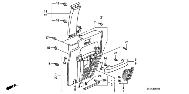 2009 Honda Element Armrest, Passenger Side (Graphite Black) Diagram for 83733-SCV-A01ZE