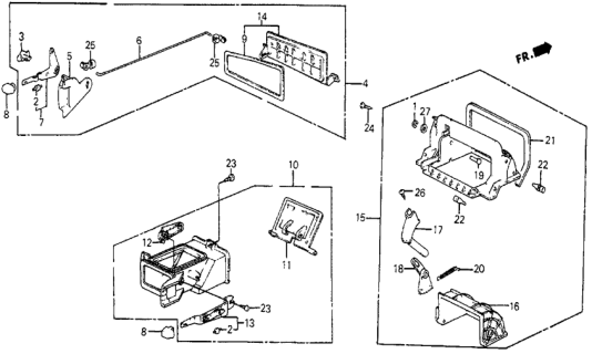 1985 Honda Civic Lever, Assistant Ventilation Diagram for 64447-SB6-670