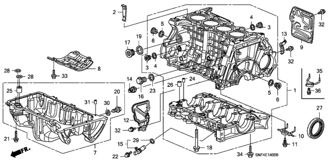 2007 Honda Civic 4 Door GX KA 5AT Cylinder Block - Oil Pan Diagram