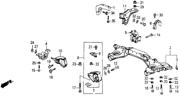 1984 Honda Civic Rubber Assy., Engine Side Mounting Diagram for 50820-SB2-930