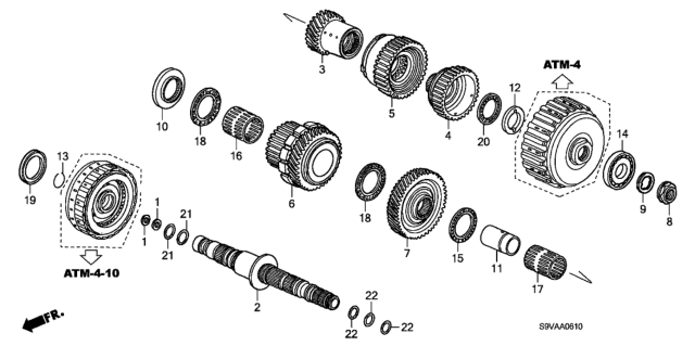 2008 Honda Pilot AT Secondary Shaft Diagram