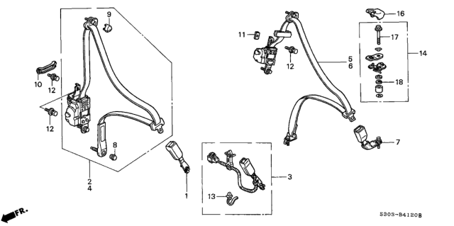 2001 Honda Prelude Seat Belt Diagram