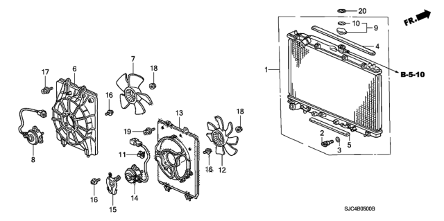 2008 Honda Ridgeline Sub Shroud Diagram for 38615-RJE-A01