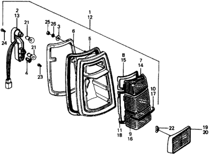 1975 Honda Civic 2 Door ** (1500) KA HMT Taillight Diagram