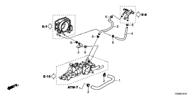 2020 Honda Passport 5 Door EXL (2WD) KA 9AT Water Hose Diagram