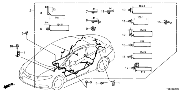 2014 Honda Civic Wire Harness, Floor Diagram for 32107-TS8-A72