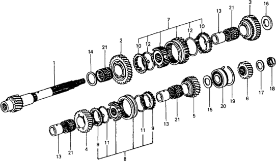 1978 Honda Civic 5MT Countershaft - Counter Gears Diagram