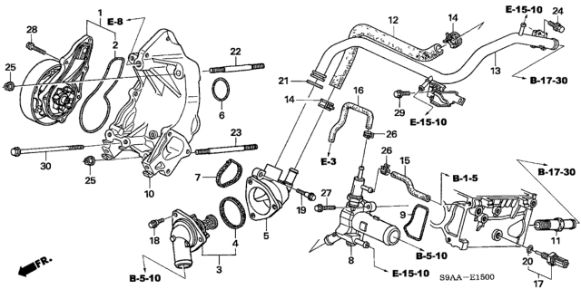 2006 Honda CR-V Pipe, Heater Diagram for 19510-PPA-A00