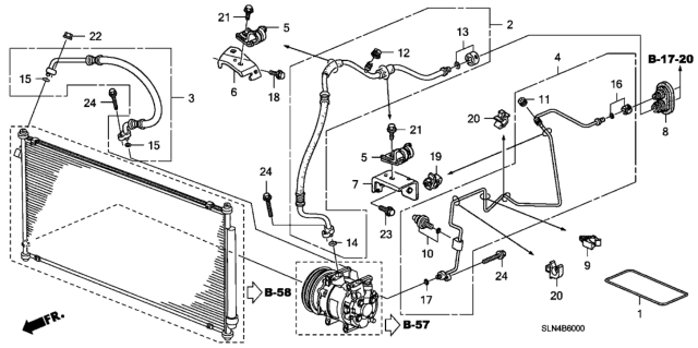 2008 Honda Fit 5 Door BASE KA 5MT A/C Hoses - Pipes Diagram