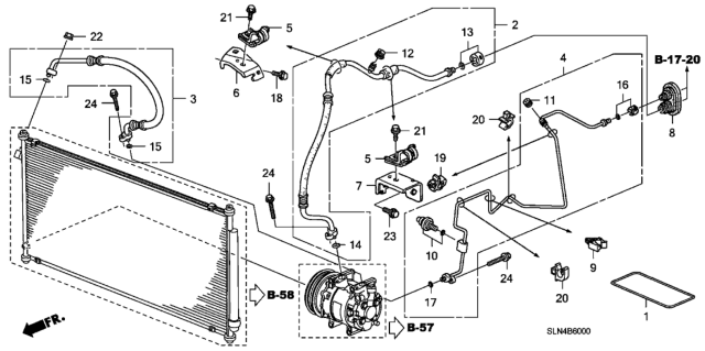 2007 Honda Fit A/C Hoses - Pipes Diagram