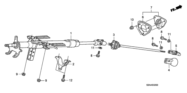 2008 Honda S2000 2 Door CR (WITH AC) KA 6MT Steering Column Diagram