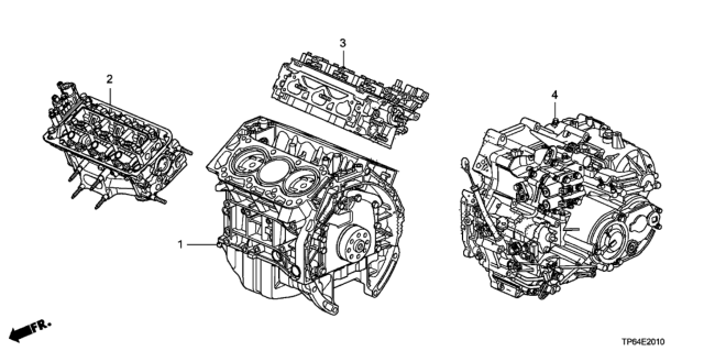 2010 Honda Crosstour Engine Sub-Assembly, Rear Head Diagram for 10004-R70-A04