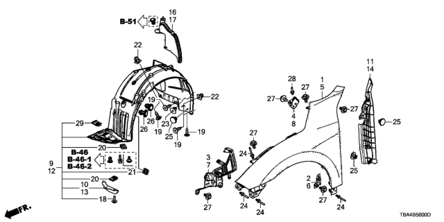 2017 Honda Civic Strake R,Front Diagram for 74102-TBA-A00