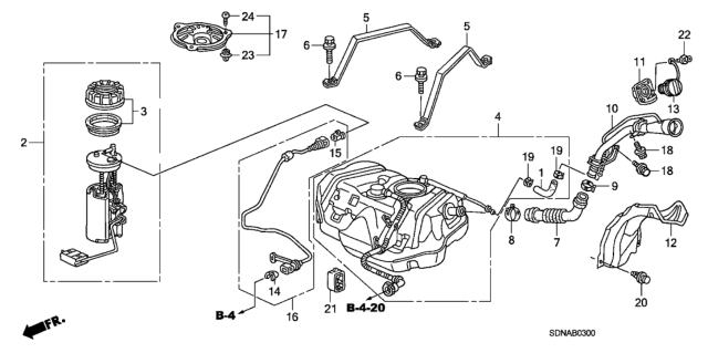 2007 Honda Accord Module Assembly, Fuel Pump (Kautex) Diagram for 17045-SDA-A30
