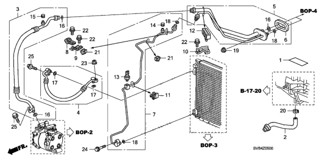 2011 Honda Civic A/C Hoses - Pipes Diagram