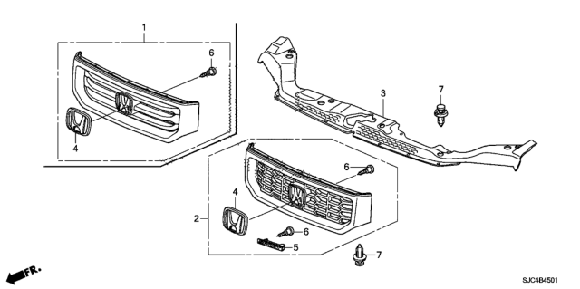 2012 Honda Ridgeline Front Grille Diagram