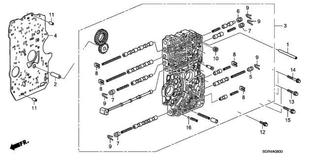 2007 Honda Accord Hybrid AT Main Valve Body Diagram