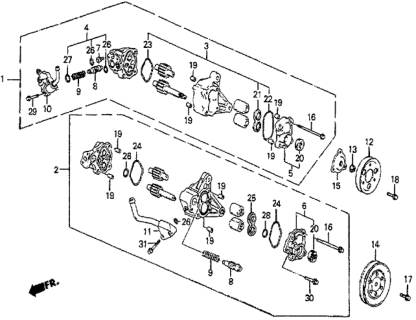 1986 Honda Prelude P.S. Pump Components Diagram