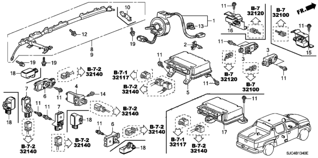 2012 Honda Ridgeline SRS Unit Diagram