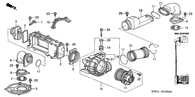 2004 Honda Insight Screen, Air Outlet Diagram for 1J672-PHM-000