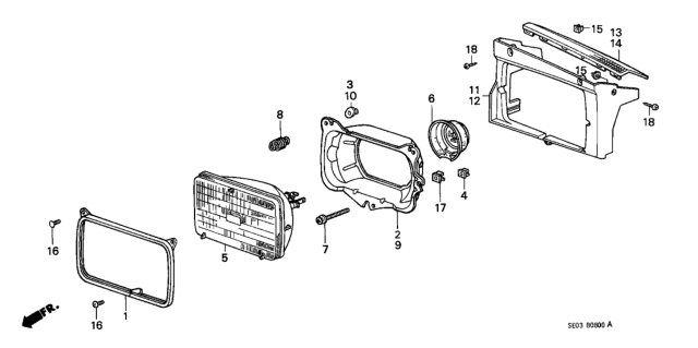 1989 Honda Accord Screw, Adjusting Diagram for 33143-SE0-A11