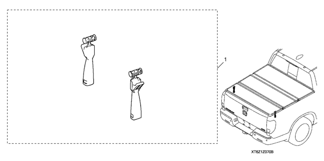 2018 Honda Ridgeline 4 Door RTL (AWD) KA 6AT Tonneau Cover Locking Attachment Diagram