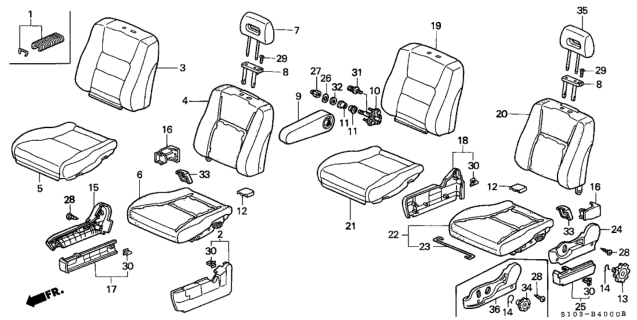 2001 Honda CR-V Front Seat Diagram