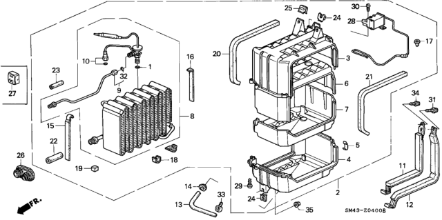 1993 Honda Accord Evaporator Sub-Assembly (Sam) Diagram for 80210-SM1-A24