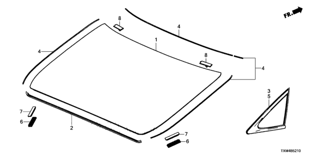 2019 Honda Insight Rear Windshield - Quarter Glass Diagram