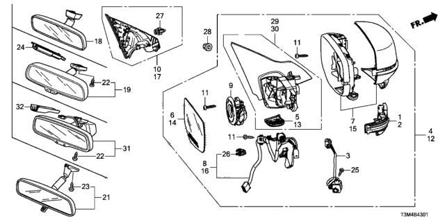 2017 Honda Accord Cover, L. Base *NH797M* (MODERN STEEL METALLIC) Diagram for 76252-T3L-A11ZC