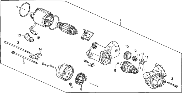1993 Honda Civic 3 Door SI KA 5MT Starter Motor (Denso) Diagram