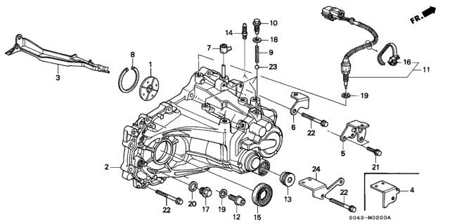 1996 Honda Civic MT Transmission Housing Diagram