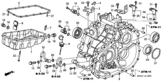 2005 Honda Civic 4 Door GX KA CVT CVT Transmission Case - Oil Pan (CVT) Diagram