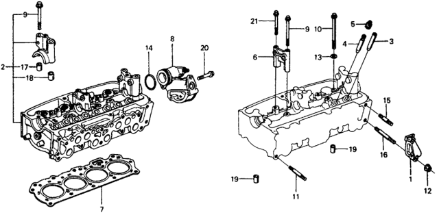 1975 Honda Civic 2 Door ** (1500) KA HMT Cylinder Head Diagram
