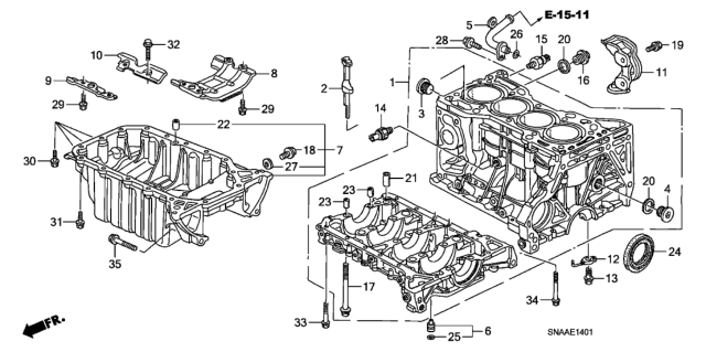 2009 Honda Civic 4 Door SI (HPT) KA 6MT Cylinder Block - Oil Pan (2.0L) Diagram