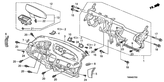2014 Honda Insight Outlet *NH167L* Diagram for 77630-TM8-A01ZB