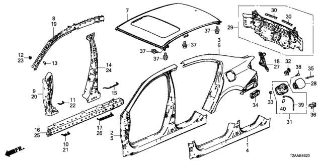 2017 Honda Accord Panel Set, L. FR. (Outer) Diagram for 04645-T2F-A10ZZ