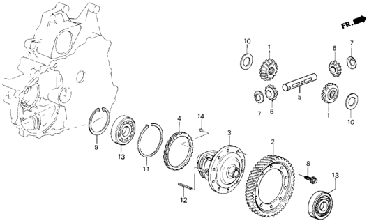 1987 Honda Civic AT Differential Gear Diagram