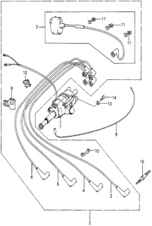 1980 Honda Accord 3 Door STD KL HMT Distributor - Spark Plug Diagram