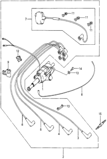 1980 Honda Accord Distributor - Spark Plug Diagram